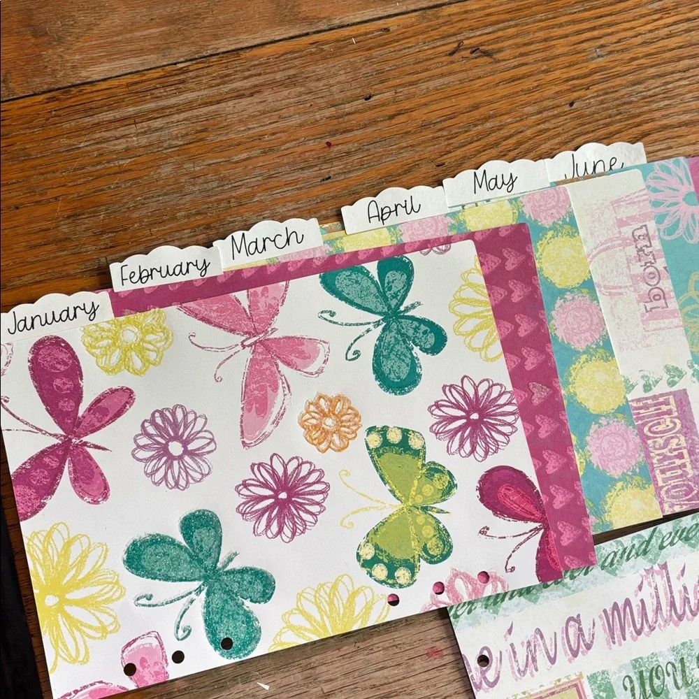 28 Colorful Butterfly Hearts A5 Planner Monthly Dividers Set
